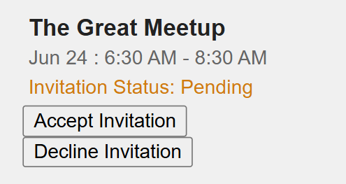 Pending RSVP invite for The Great Meetup